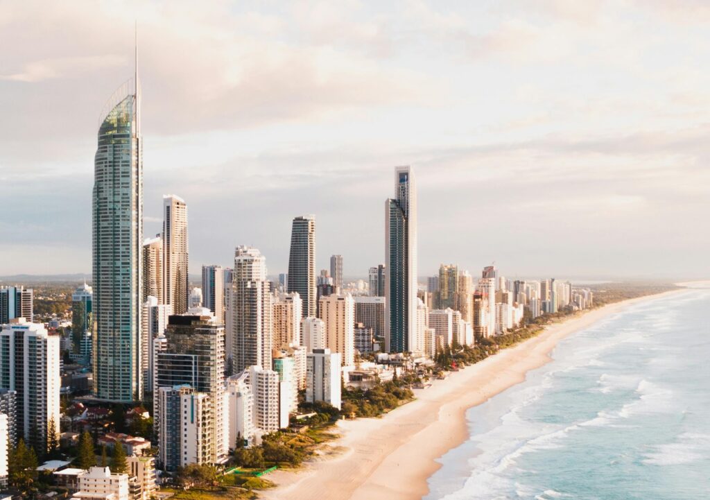 Gold Coast Australia beachside skyline - one of Australia's most competitive Airbnb short-term rental markets